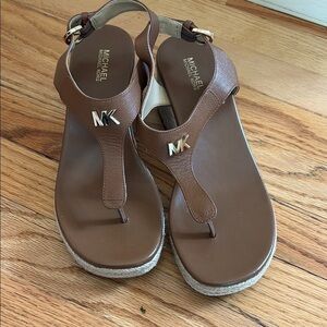 Michael Kors Tan Sandals with Gold Accents